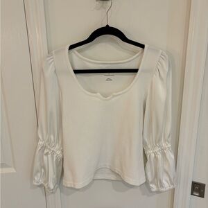 Anthropologie/Maeve White Puff Sleeve Blouse